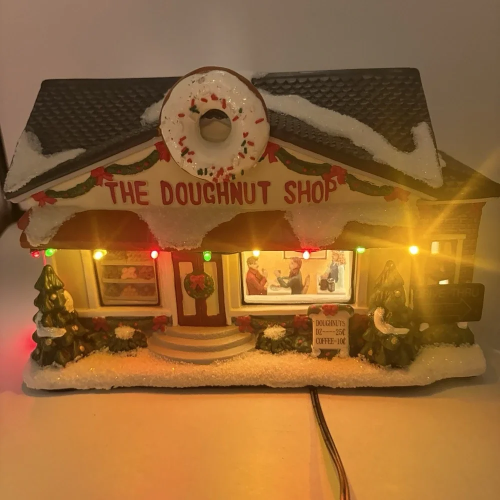 St Nicholas Square Village Collection The Doughnut Shop Light 2011 Christmas